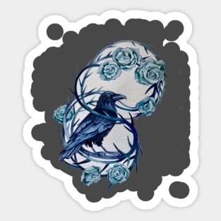 Raven Blue Thorned Rose Sticker